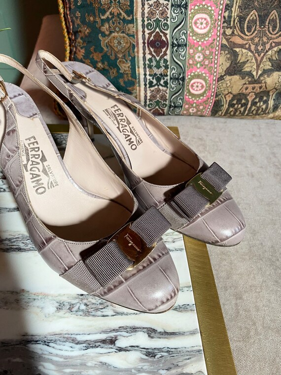 Vintage Salvatore Ferragamo Vara Slingback Shoe, Low Heel Pumps