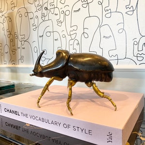 Foundry Brass Male Beetle Statue, Brass Sculpture, Brass Ornament, Beetle Art, contemporary sculpture, brass beetle handmade in Italy