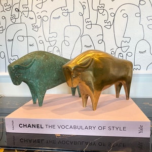 Foundry Brass Bull Statue, Brass Sculpture, Brass Ornament, Bull Art, contemporary sculpture, minimalist bull, italian brass bull image 5