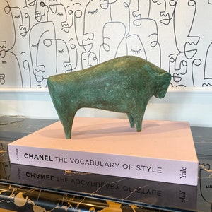 Foundry Brass Bull Statue, Brass Sculpture, Brass Ornament, Bull Art, contemporary sculpture, minimalist bull, italian brass bull image 4