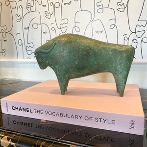Foundry Brass Bull Statue, Brass Sculpture, Brass Ornament, Bull Art, contemporary sculpture, minimalist bull, italian brass bull image 6