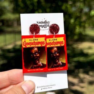 Goosebumps earrings, Halloween earrings, spooky earrings, horror book lover gift, glitter stud earrings, Halloween, 90s nostalgia earrings