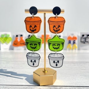 90s Halloween Happy Meal Earrings, Lightweight Acrylic, Hypoallergenic Posts, handmade Halloween earrings, spooky 90s earrings