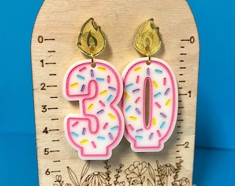 Pendientes de vela de cumpleaños, pendientes llamativos, pendientes divertidos, expresivos, regalo de cumpleaños, únicos, hipoalergénicos, joyería para ocasiones especiales