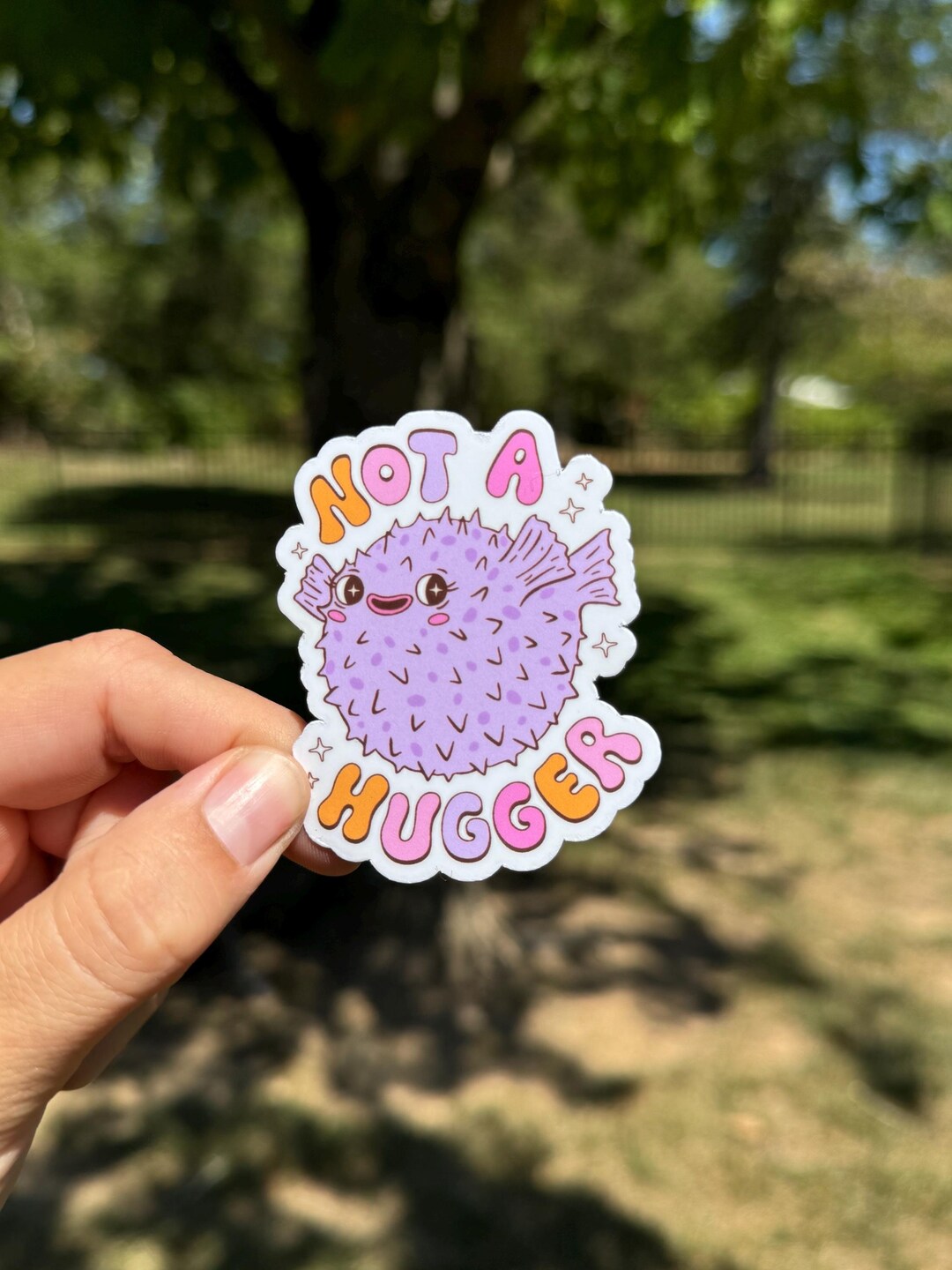 Not a Hugger Puffer Fish Sticker | Funny Waterproof Vinyl Sticker for ...
