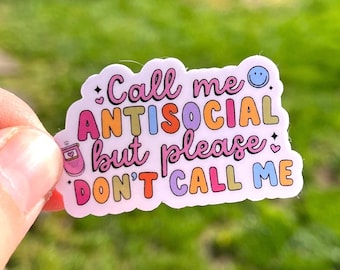 Funny Introvert Sticker, Antisocial Humor, Waterproof Vinyl