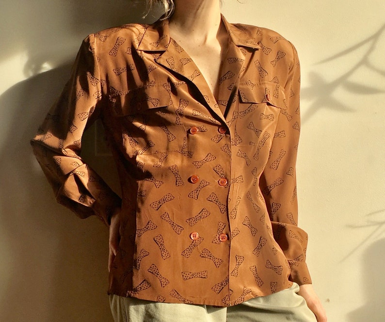 Vintage Patterned Silk Blouse