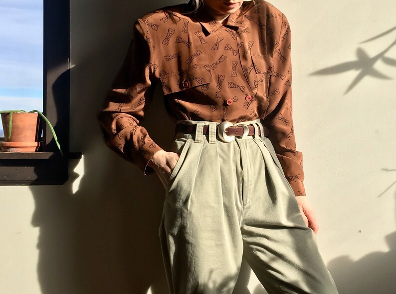 Vintage Patterned Silk Blouse