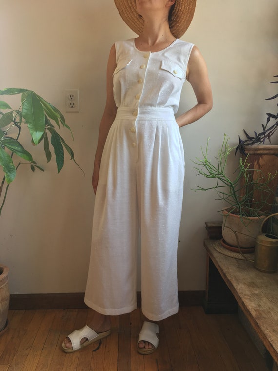 Vintage Linen Wide Leg Jumpsuit