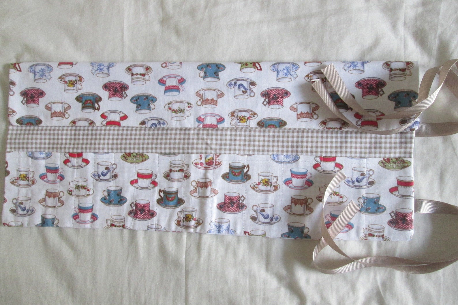 Pale Brown and White Tea Cup Print Double Point Knitting Etsy