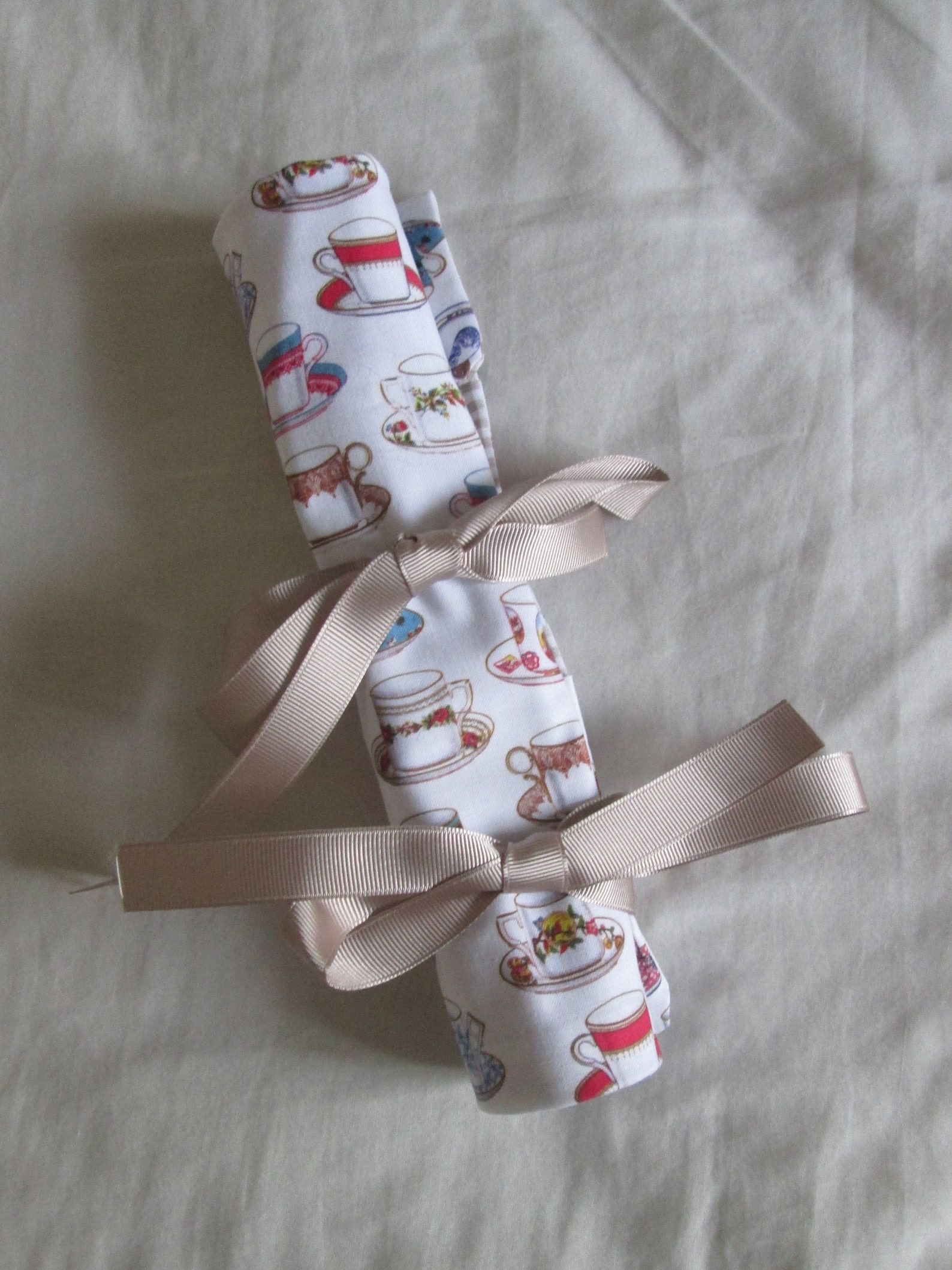 Pale Brown and White Tea Cup Print Double Point Knitting Etsy