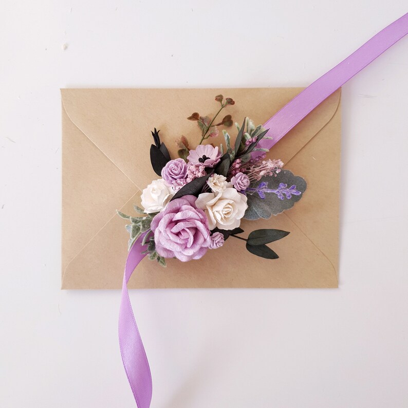 Lilac purple Bridesmaids corsage White lavender Flower wrist corsage Flower wrist corsage