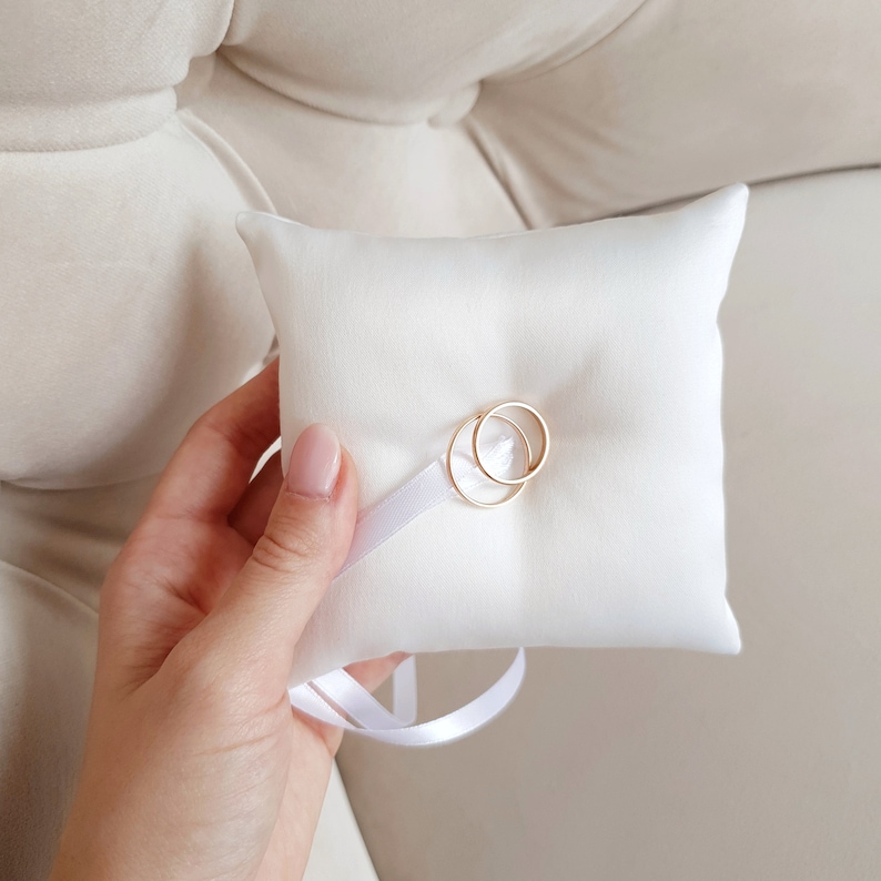 Ring holder pillow White ring pillow Wedding ring bearer Etsy