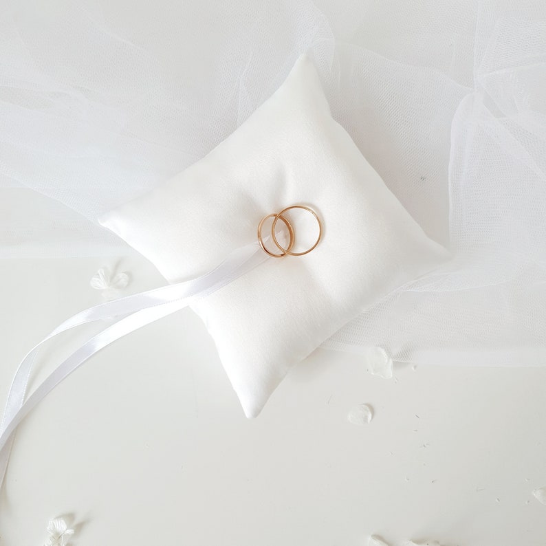 Ring holder pillow White ring pillow Wedding ring bearer Etsy