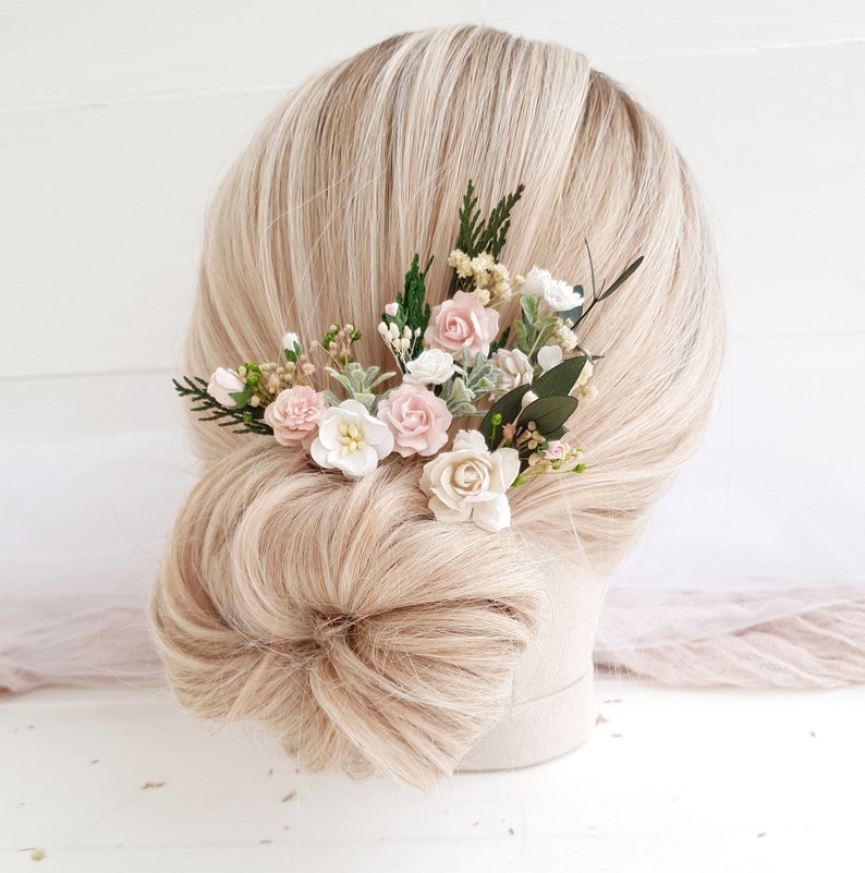 Flowers Hair Pins Blush Pink Flower Bobby Pins White Set of Etsy