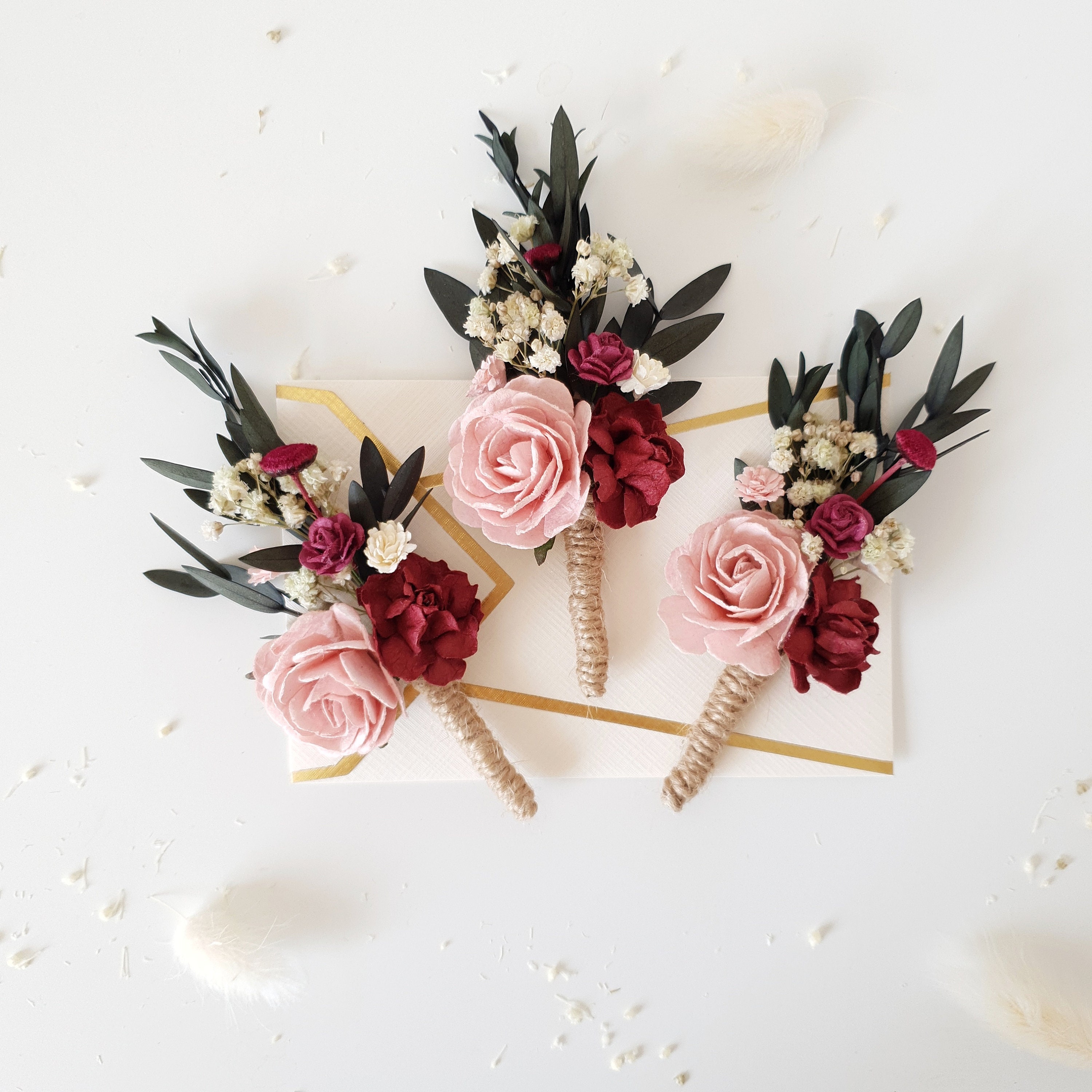 Wedding boutonniere Burgundy boutonniere Rustic boutonniere Etsy