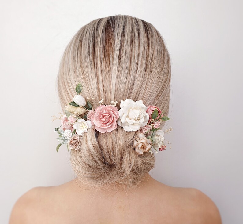 Flowers Bobby pins Blush pink flower bobby pins White Set of Etsy