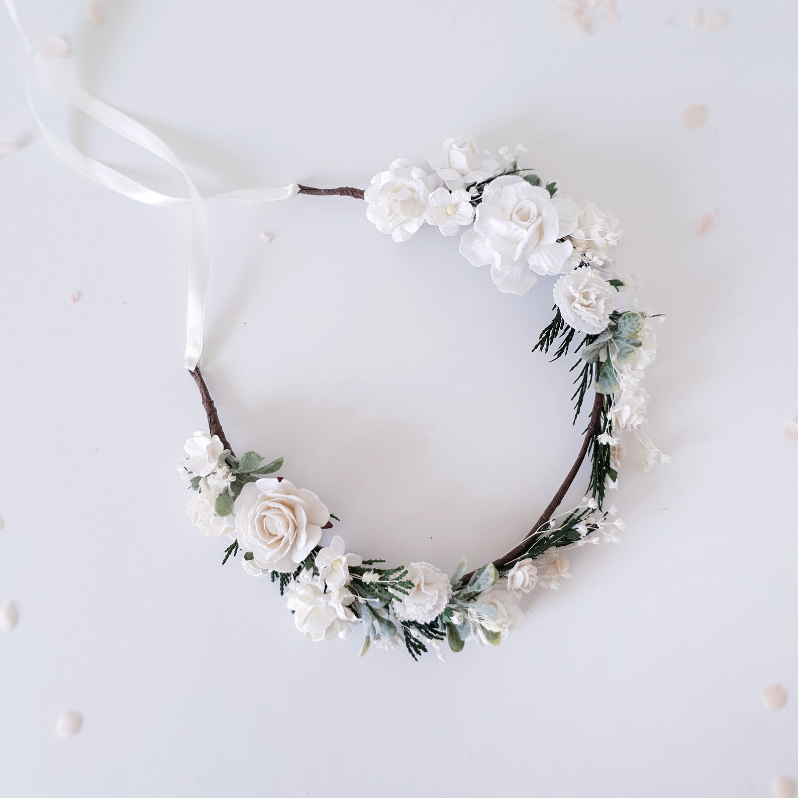 Bridal flower crown White hair crown Bridesmaids Etsy