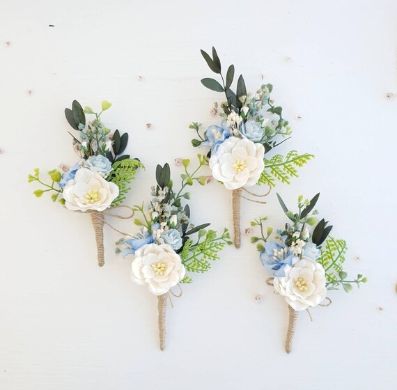 Floral boutonniere Blue Button hole