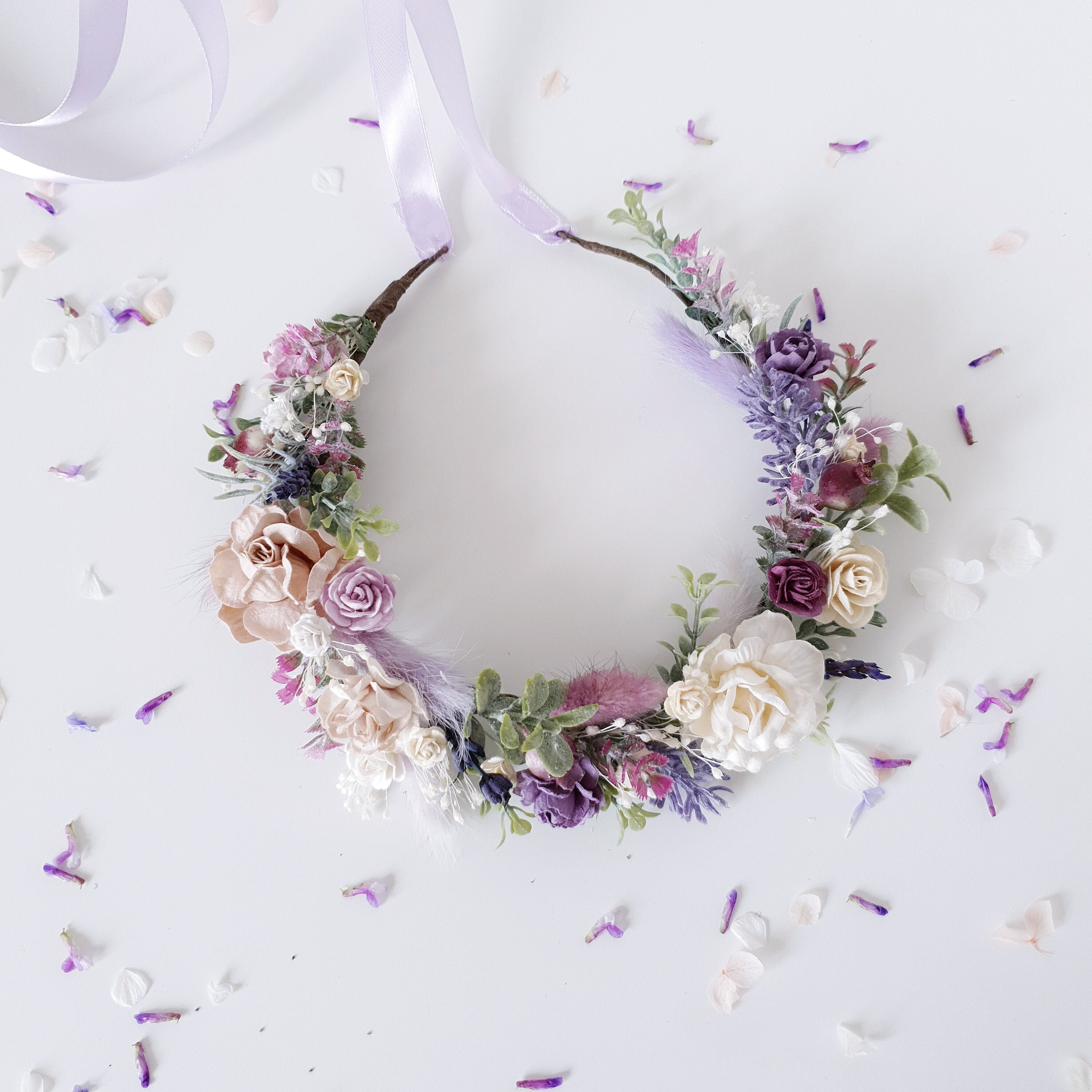 Lilac Flower Crown Purple Flower Crown Wedding Floral Crown Etsy