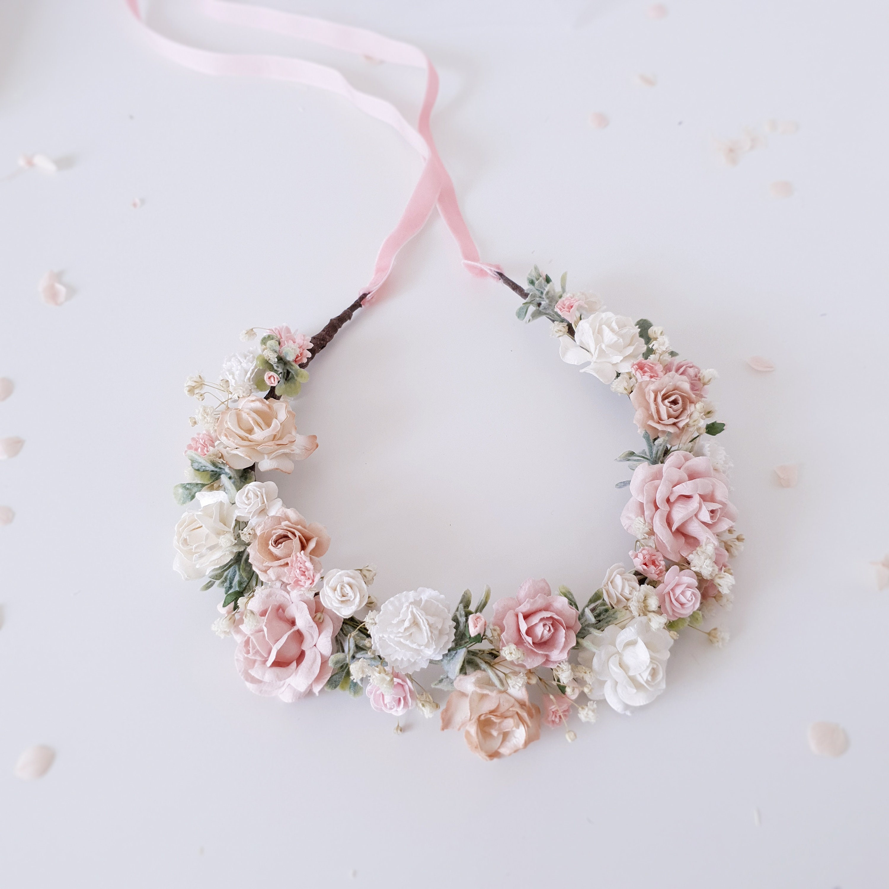 Flower crown Flower wedding crown Blush flower crown Bridal Etsy