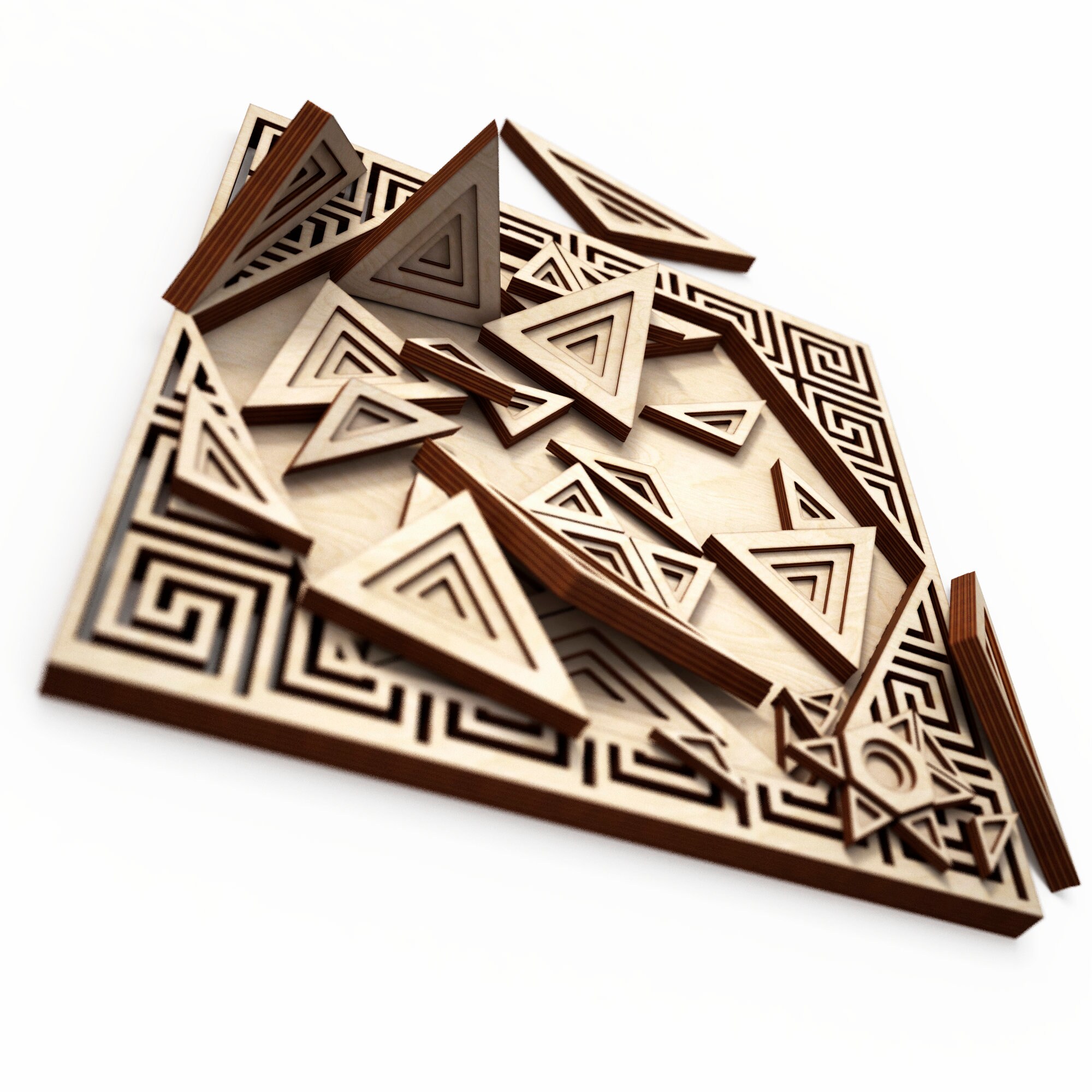 Triangles mandala multicouche en bois, décoration intérieure, vecteur pour fichier vectoriel CNC svg, fichier de coupe vectorielle, art vectoriel numérique, svg, cnc, fichier cnc, S2