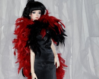 BJD SD dress, SD13, Soom, Dollfie,Volks, Bjd Clothes, Ball Jointed Doll,red,black, feather,bjd sd 1/3,Doll Clothes, Doll dress,Handmade BJD