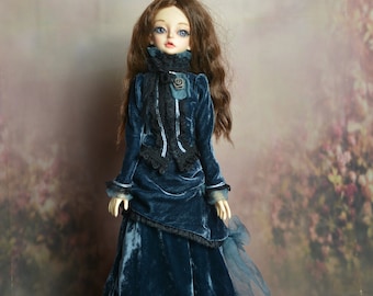 OOAK black velvet art deco dresses for BJD Doll msd 1/4 Popovy size choice 