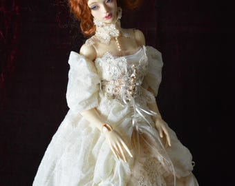 BJD SD 1/3 outfit, BJD Ivory full outfit set, Bjd dress, Ball jointed doll, Sd clothing, Dollfie clothes