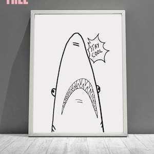 Shark poster for kids / Boy and girl room decor / Kids illustration artwork
