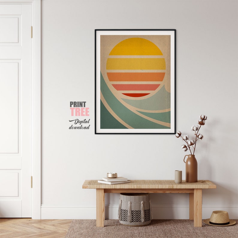 Abstract Sea Sunset / Art Deco Wallpaper / Retro Sunset Print - Etsy