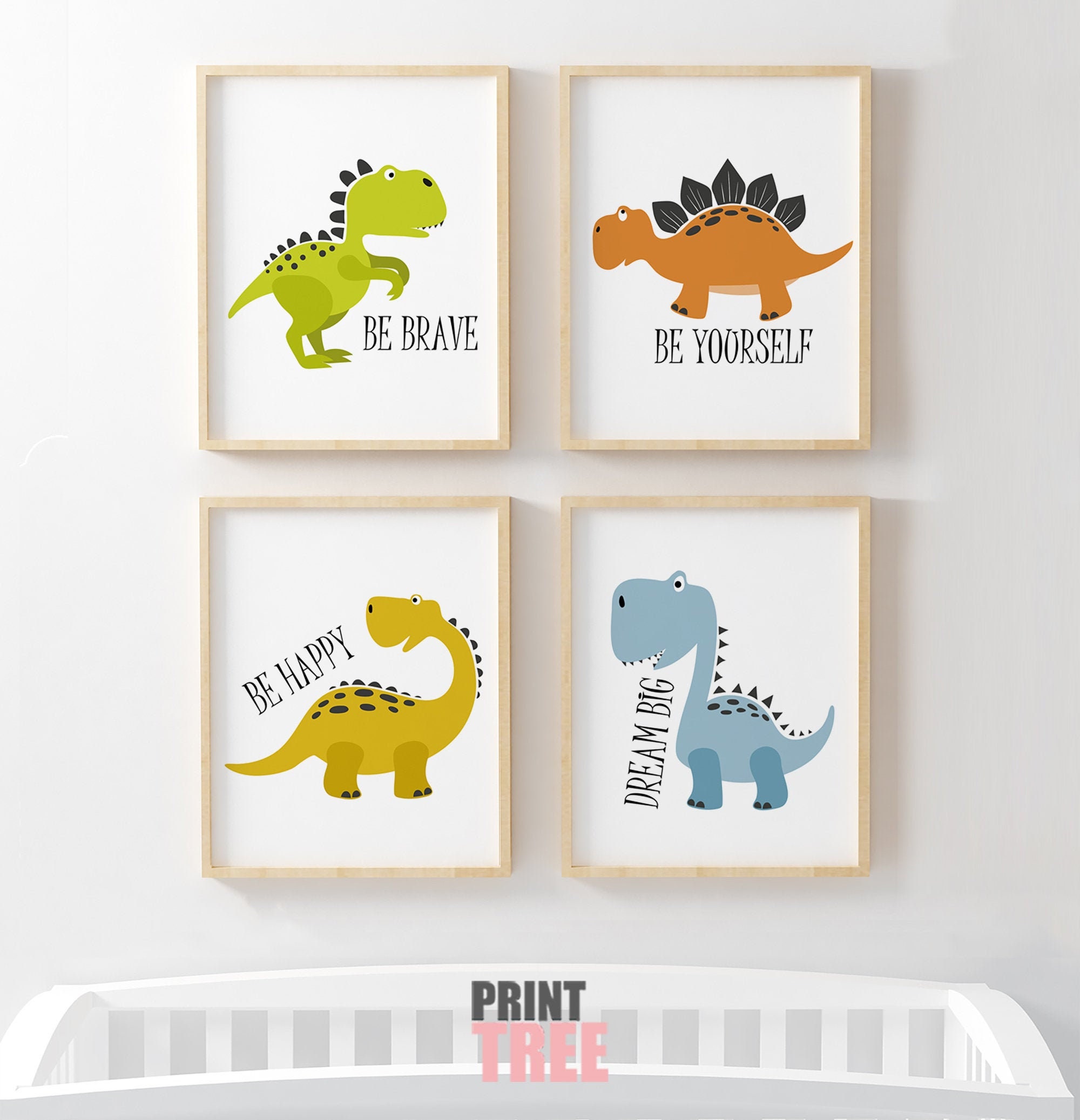 Dinosaur Wall Art Set / Kids Printable Posters / Cartoon Room | Etsy