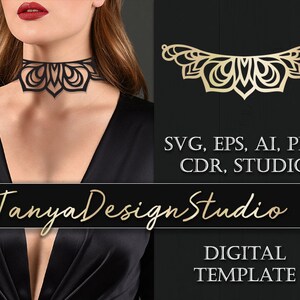 Necklace SVG, ai, CDR, eps, pdf > Necklace cut file Leather jewelery > Necklace template > Laser cut > Cutting File > Cricut > Cameo > 022