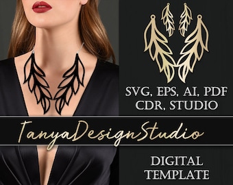 Necklace SVG, ai, CDR, eps, pdf > Necklace cut file Leather jewelery > Necklace template > Laser cut > Cutting File > Cricut > Cameo > 014