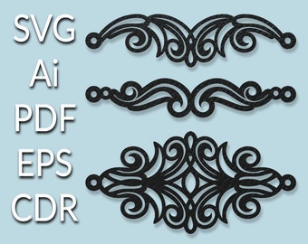 3 Bracelet Leather Templates > SVG, ai, CDR, eps, pdf > Bracelet cut file Leather jewelery > Laser cut > Cutting File > Cricut > Cameo > 006