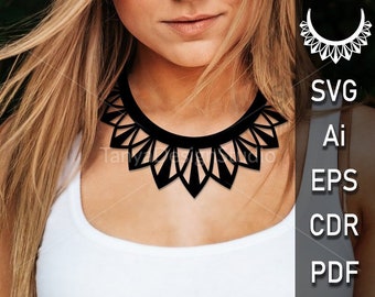 Necklace SVG, ai, CDR, eps, pdf > Necklace cut file Leather jewelery > Necklace template > Laser cut > Cutting File > Cricut > Cameo > 015