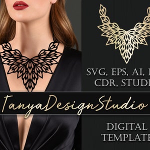 Necklace SVG, ai, CDR, eps, pdf > Necklace cut file Leather jewelery > Necklace template > Laser cut > Cutting File > Cricut > Cameo > 026