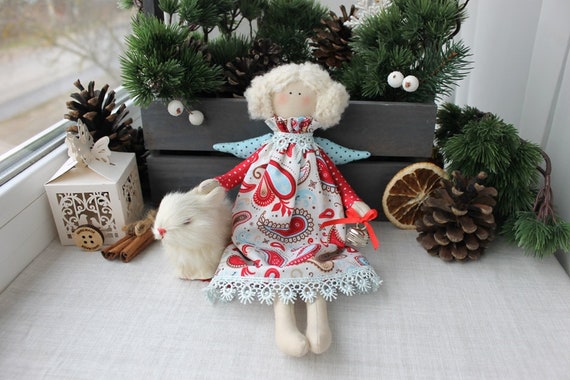 Handmade fabric doll Christmas