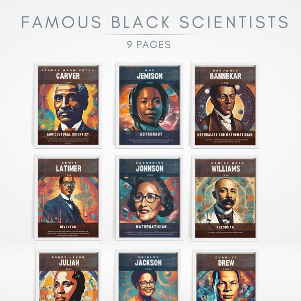 Famous Black Scientists Classroom Posters (Set of 9) /Science Classroom Printable/Science Poster/STEM/STEAM/Black History Month