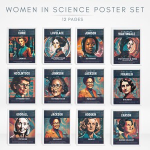 Famous Women Scientists Classroom Posters Set of 12 /Science Classroom Printable/Science Poster/STEM/STEAM/Women's History Month image 1