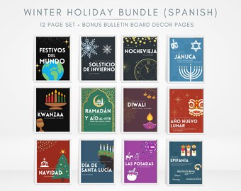 Spanish Winter Holidays Around the World Posters: Classroom Decor (Digital Download)