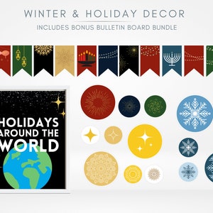 Holidays Around the World Poster Set: Winter Holiday Bulletin Board ...