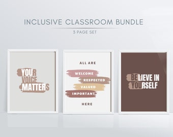 Inclusive Classroom Decor Set of 3 \ All are Welcome Wall Art \  Affirmation Poster \ Montessori \ Equality Diversity Inclusion Poster
