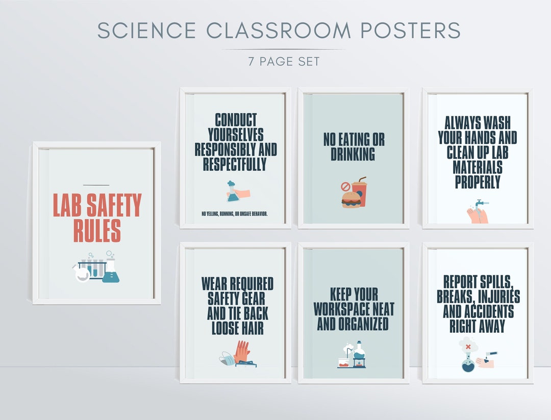 Science Classroom Lab Safety Posters / High School, Middle School
