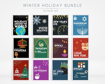 Holidays Around the World Poster Set: Winter Holiday Bulletin Board (Digital Download)