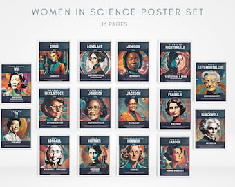 Famous Women Scientists Classroom Posters (Set of 16) /Science Classroom Printable/Science Poster/STEM/STEAM/Women&#39;s History Month
