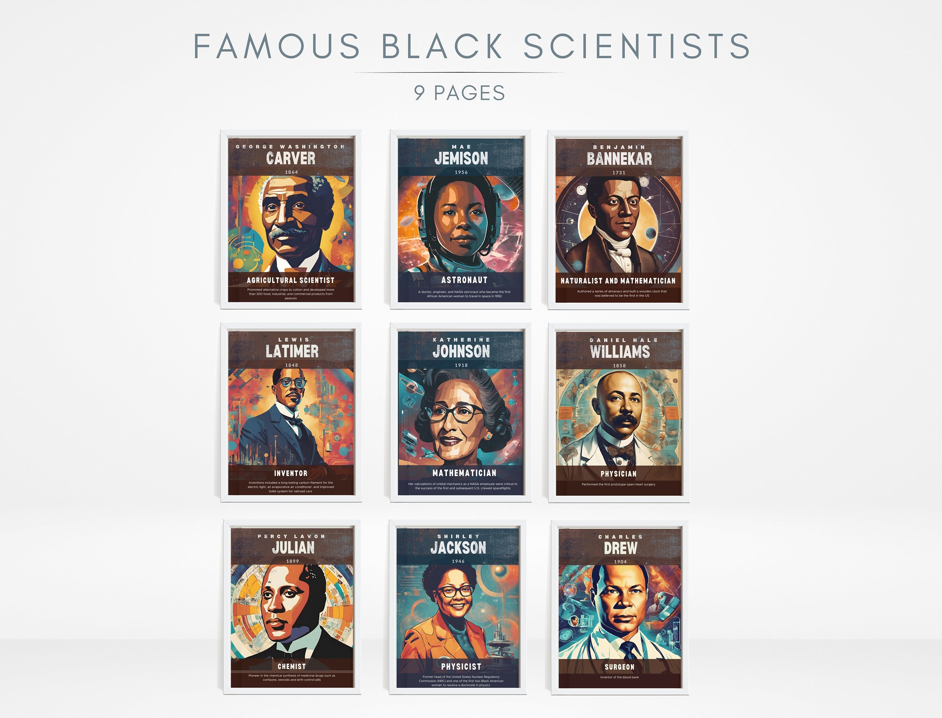 Famous Black Scientists Classroom Posters (Set of 9) /Science Classroom Printable/Science Poster/STEM/STEAM/Black History Month