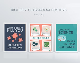 Funny Biology Classroom Posters: Science Art Prints (Digital Download)