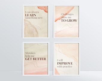 Growth Mindset Poster Set: Neutral Classroom Decor (Digital Download)
