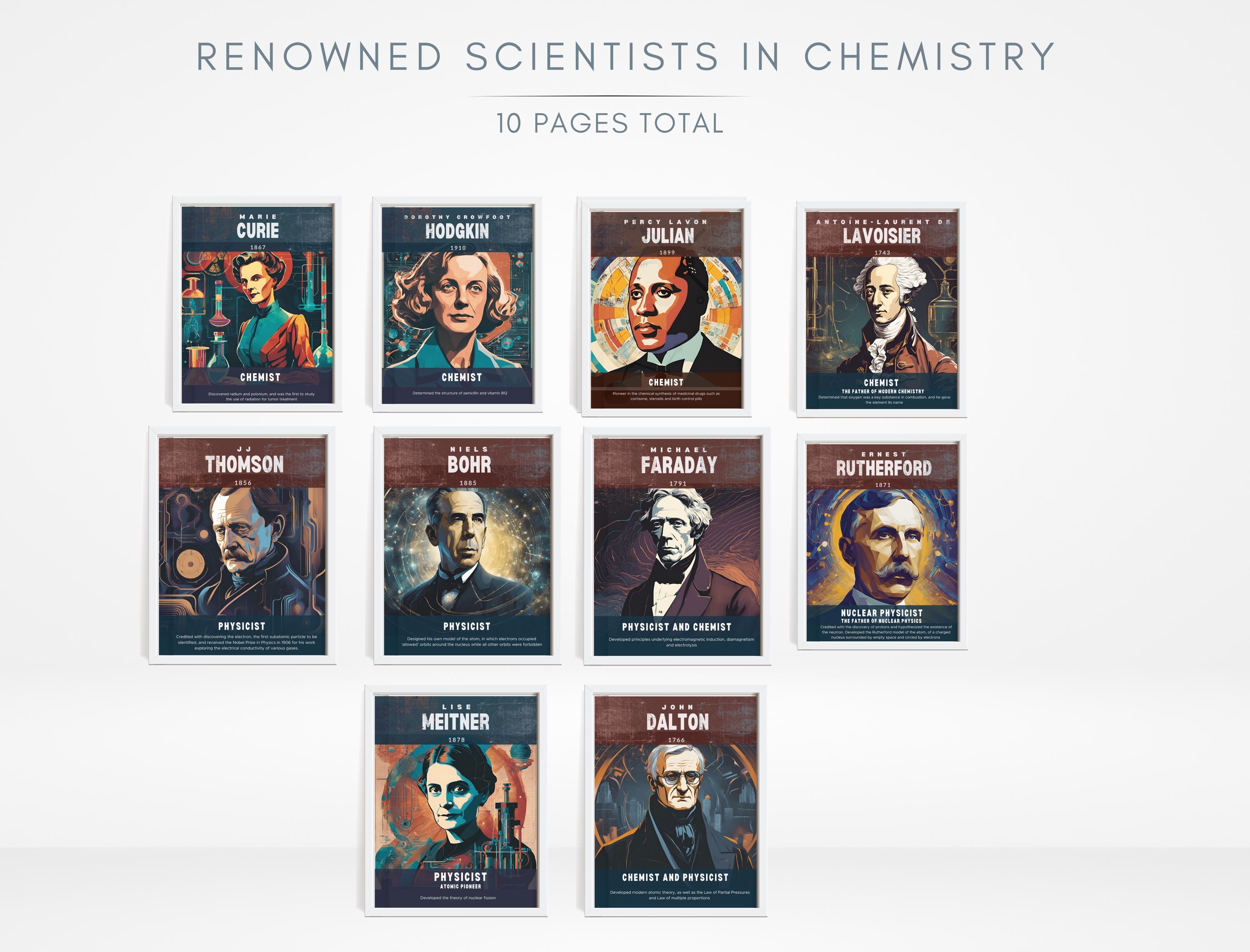 Famous Chemists Classroom Posters /Science Classroom Printable/Science Bulletin Board/STEM/STEAM